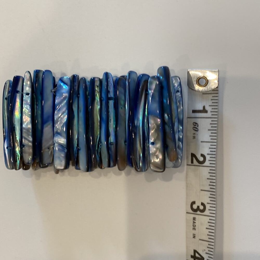 Abalone Shell Bracelet Stretchy One Size Multicol… - image 6